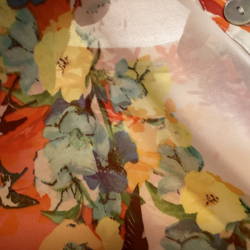 Figueroa & Flower Boho Sheer Floral Blouse Womens size large. - Picture 9 of 12